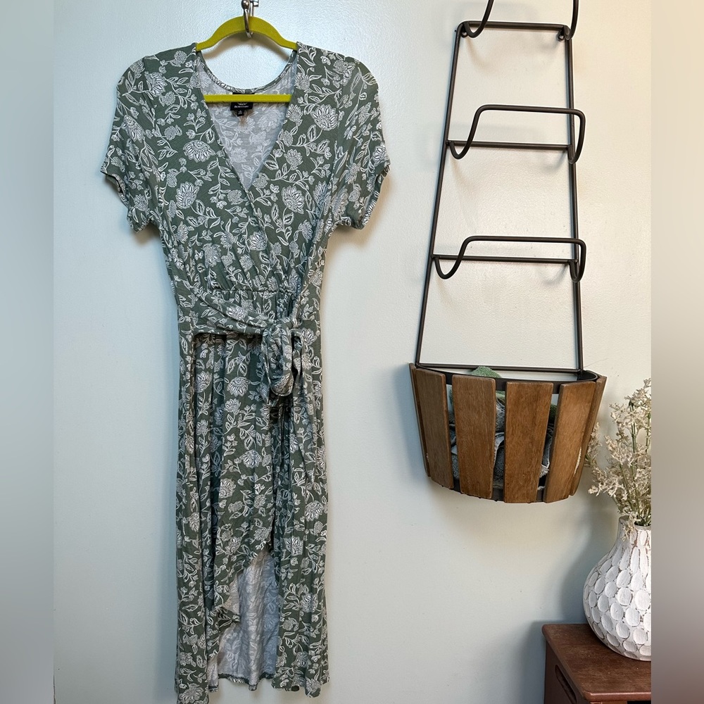 Floral faux wrap dress.